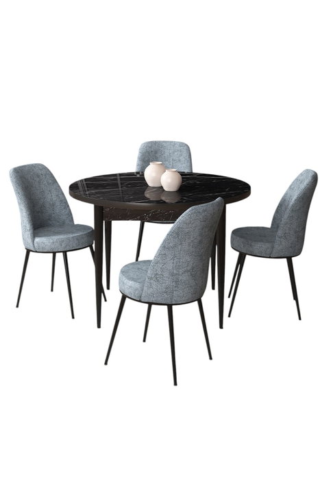 Hanah Home Juego de Comedor de 5 Piezas Mármol Negro y Gris Hanah Home Juego de Comedor de 5 Piezas Mármol Negro y Gris
